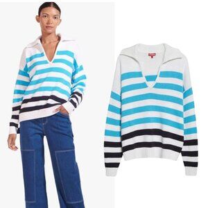 STAUD South Seas polo collar sweater sz M Captain stripe